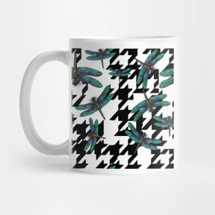 Houndstooth and Dragonfly Mug